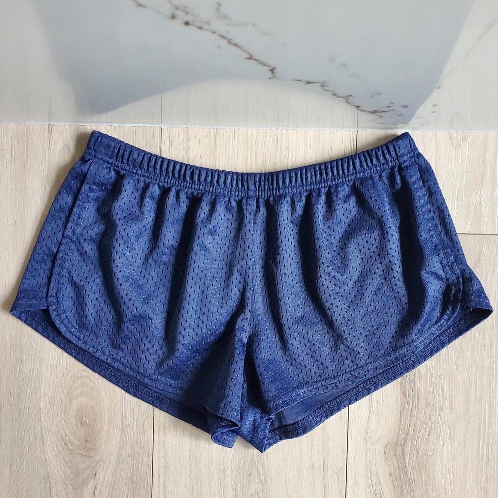 Soffe Mesh Shorts Womens M Navy Low Rise Elastic Waist Cheer Running Gym 90s